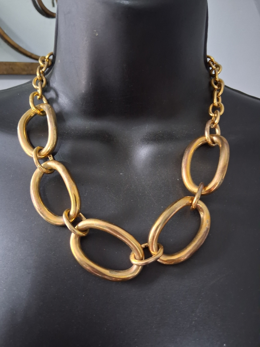 Robert Lee Morris Bold Gold Tone Oval Link Necklace-Statement Jewelry